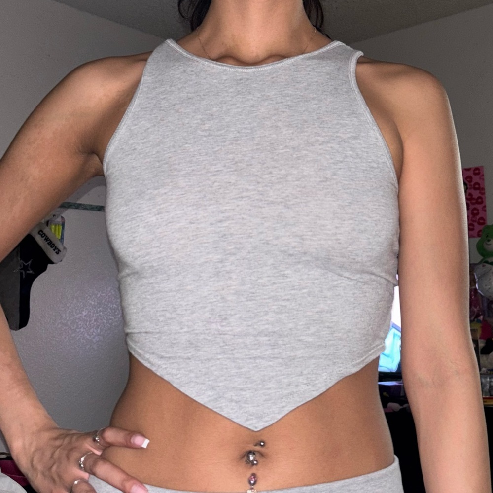 Gray Sleeveless Crop Top